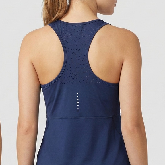 Fila Tops - FILA SPORT Navy Blue Laser Cut Racerback Active Tank Top - XS